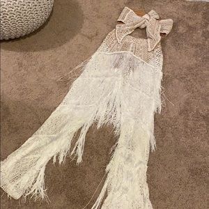 Fringe 2 Piece White Pant Suit Size Small